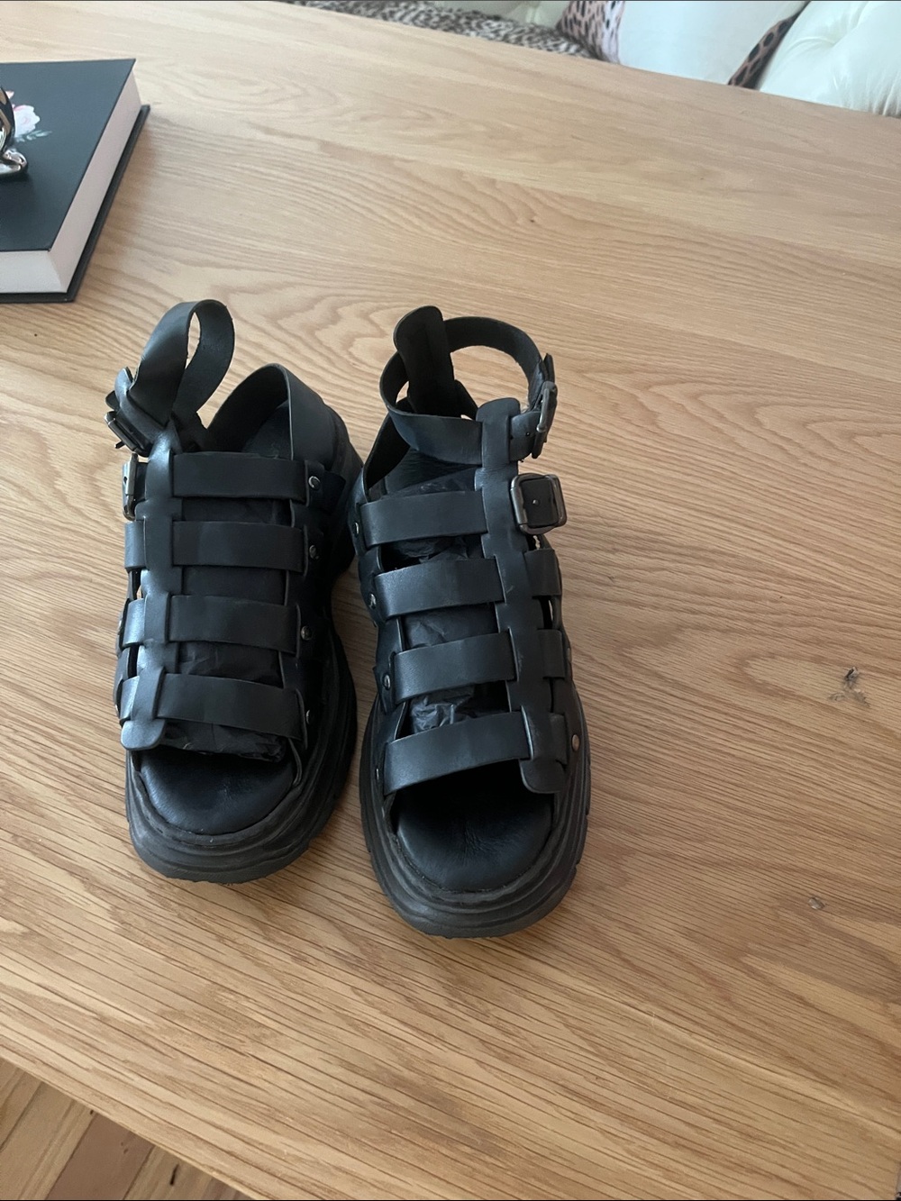 Free People Black Strappy Platform Gladiator Sandals